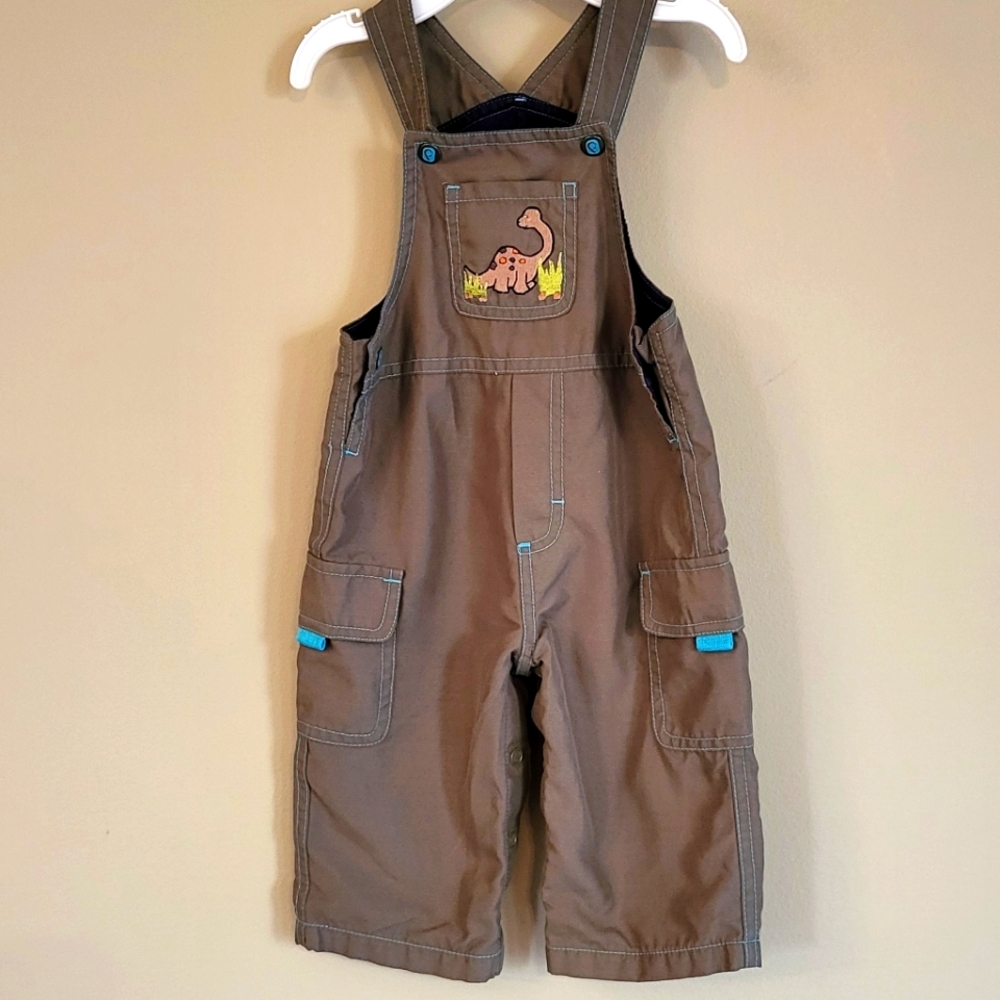 Khaki green embrodiered lined overalls